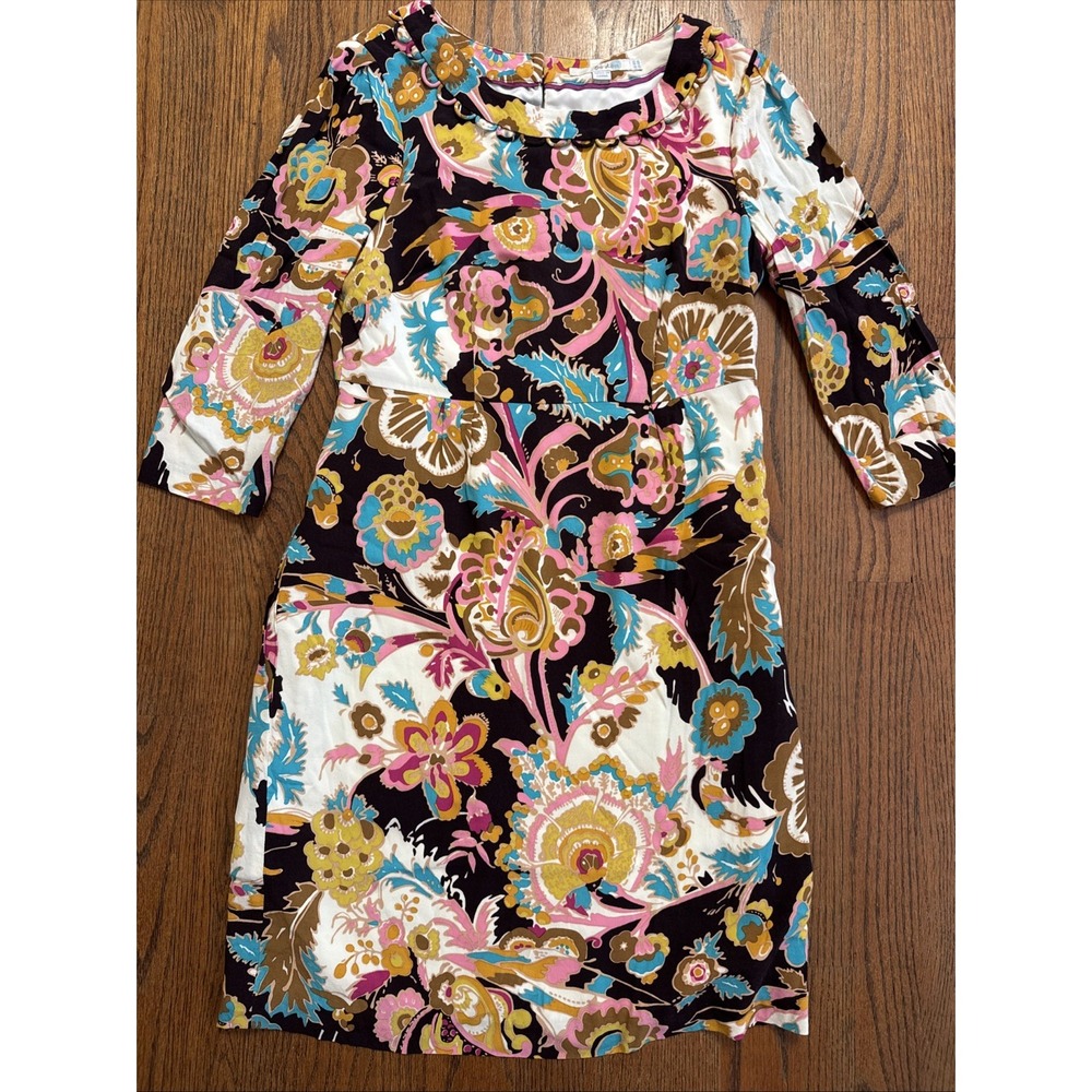 Boden Floral Paisley Midi Dress in Black, Pink, Turquoise & Gold - Picture 2 of 10